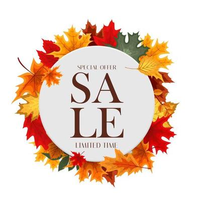 Autumn Sale Background Template with leaves. Special offer. Limited Time. Vector Illustration