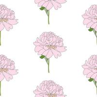 Abstract Hand Drawn Peony flower seamless pattern background. Vector Illustration