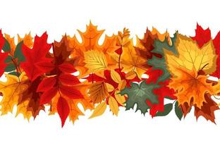 frontera sin costuras de otoño con hojas de otoño cayendo. ilustración vectorial vector