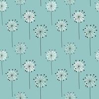 Abstract Hand Drawn Dandelion flower seamless pattern background. Vector Illustration