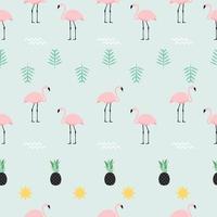 Pink Flamingo Seamless Pattern Background. Vector Illustration