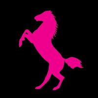 silueta rosa de un caballo sobre un fondo negro. ilustración vectorial vector