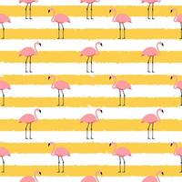 Summer Pink Flamingo Seamless Pattern Background. Vector Illustration