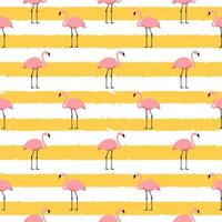 Summer Pink Flamingo Seamless Pattern Background. Vector Illustration