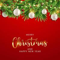 Holiday New Year and Merry Christmas Background Vector Illustration