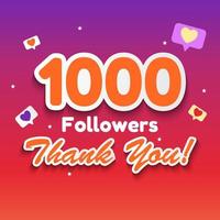 1000 seguidores, gracias a los amigos de las redes sociales. ilustración vectorial vector