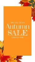 Autumn Sale Background Template with leaves. Special offer. Limited Time. Vector Illustration