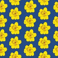 Abstract Hand Drawn Narcissus flower seamless pattern background. Vector Illustration