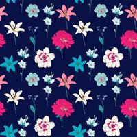 Abstract Hand Drawn flower seamless pattern background. Vector Illustration