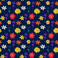 Abstract Hand Drawn flower seamless pattern background. Vector Illustration