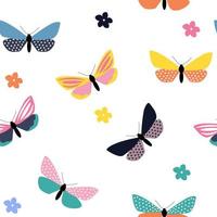 Abstract Hand Drawn Butterfly seamless pattern. Vector Illustration