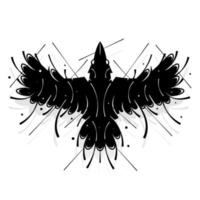 Vector illustration of the silhouette of a raven in grunge