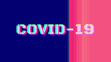 Covid-19 coronavirus text Glitch Animation , alert, risk of outbreak, pandemic. Warning Glitch message on screen. Corona virus Covid 19. video