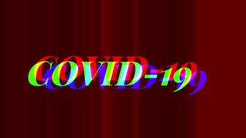 covid-19 coronavirus tekst glitch animatie, alert, risico op uitbraak, pandemie. waarschuwing glitch-bericht op het scherm. coronavirus (COVID-19. video