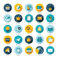 Set of flat design icons for E-commerce, Pay per click marketing, Responsive web design, SEO, Reputation management and Internet marketing vector