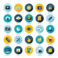 Set of flat design icons for Web design development, SEO and Internet marketing vector