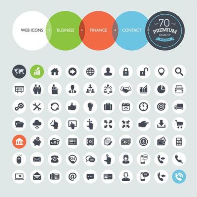 Set of icons for business, finance and communication