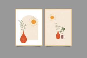 Set of modern poster wall art landscape vector