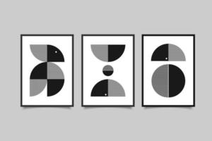 abstract contemporary wall art collection black and white vector