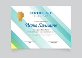 Modern certificate template gradients color design. Easy for print. vector