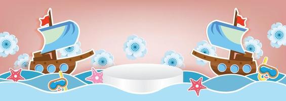 summer beach banner beach objects vector