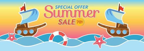 summer beach background banner objects vector