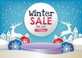 special offer winter season sale product display and background vector