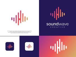 Sound wave logo with flat design Vector Stock . Speaker Wave Logo Design Template