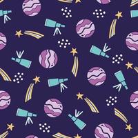 Cute childish seamless pattern of space vector