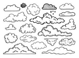 Hand drawn doodle cloud set vector