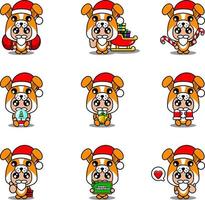 vector cartoon character set mascot costume dog cute christmas bundle