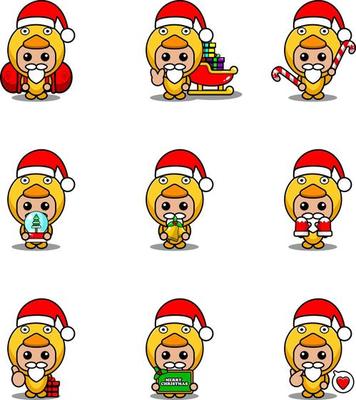 vector cartoon character set mascot costume chicken cute christmas bundle