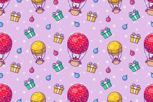 Cute Snowman and merry christmas with seamless pattern vector