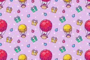 Cute Snowman and merry christmas with seamless pattern vector