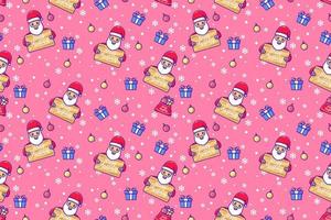 Cute Santa Claus and merry christmas with seamless pattern vector