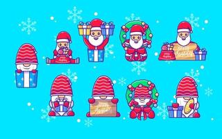 Santa claus character collection in flat design vector