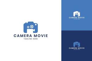 camera movie negative space logo design vector