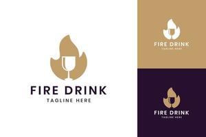 fire drink negative space logo design vector