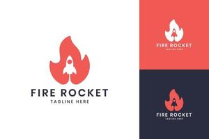 fire rocket negative space logo design vector