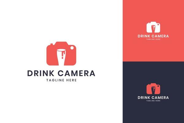 camera drink negative space logo design