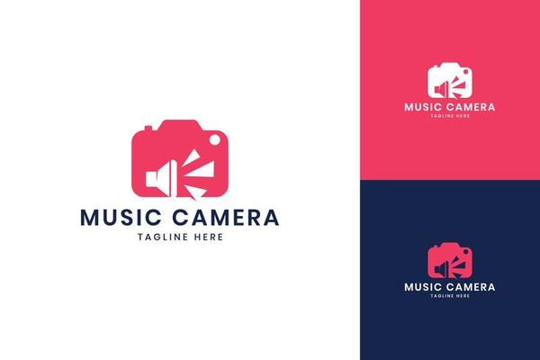 camera music negative space logo design