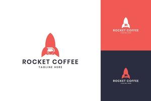 rocket coffee negative space logo design vector