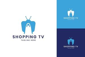 shopping television negative space logo design vector