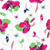 crear cortinas, muebles, cojines, mantas con florido zapato blackplant roselle ornamental en todo el patrón panorámico que se repite. vector