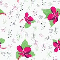 China rose flowery botanical vector repeating decorative pattern for wearable garment, stationery, continuous print.