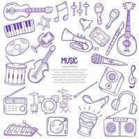 music industry doodle hand drawn with outline style on paper books line vector