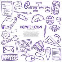 website design doodle hand drawn with outline style on paper books line vector