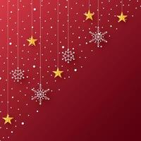 Merry Christmas with snowflakes and star hanging in paper cut vector