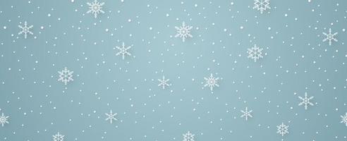 Feliz Navidad, copos de nieve y fondo de nevadas en estilo de arte de papel