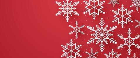 feliz navidad, copos de nieve y nieve con espacio en blanco en estilo de arte de papel vector